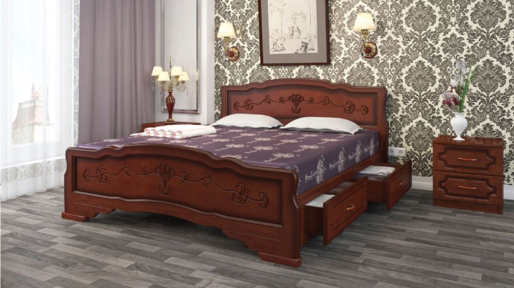 Фото Кровать односпальная Карина-6 (СМ 90х200) с выдвижными ящиками, без основания с универсальными царга от производителя Браво-мебель в Крыму по цене 26&nbsp;220 ₽