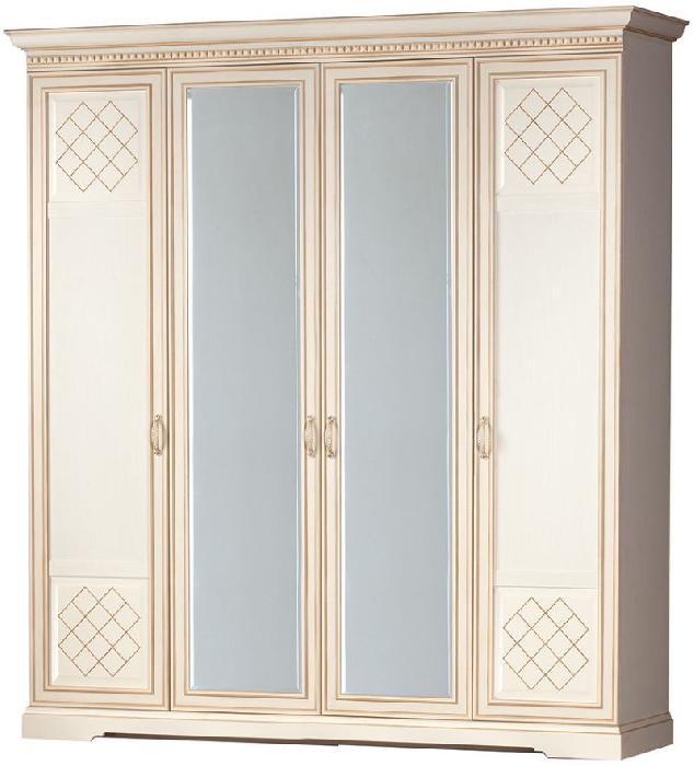 Шкаф Парма 814 (207) четырехдверный (кремовый белый, кремовый белый,(Яна))