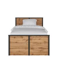 Кровать односпальная Loft LOZ120x200 (СМ 120х200) с основанием ( 120х200 , ЛДСП , дуб вотан-черный матовый , без подъемного мех. , без ящиков , без матраса (Black Red White (БРВ)) ) в Крыму от производителя 